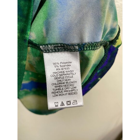 Susan Graver Women Top size Large Liquid knit V-Neck Watercolor 3/4 Sleeve Artsy - Picture 4 of 12